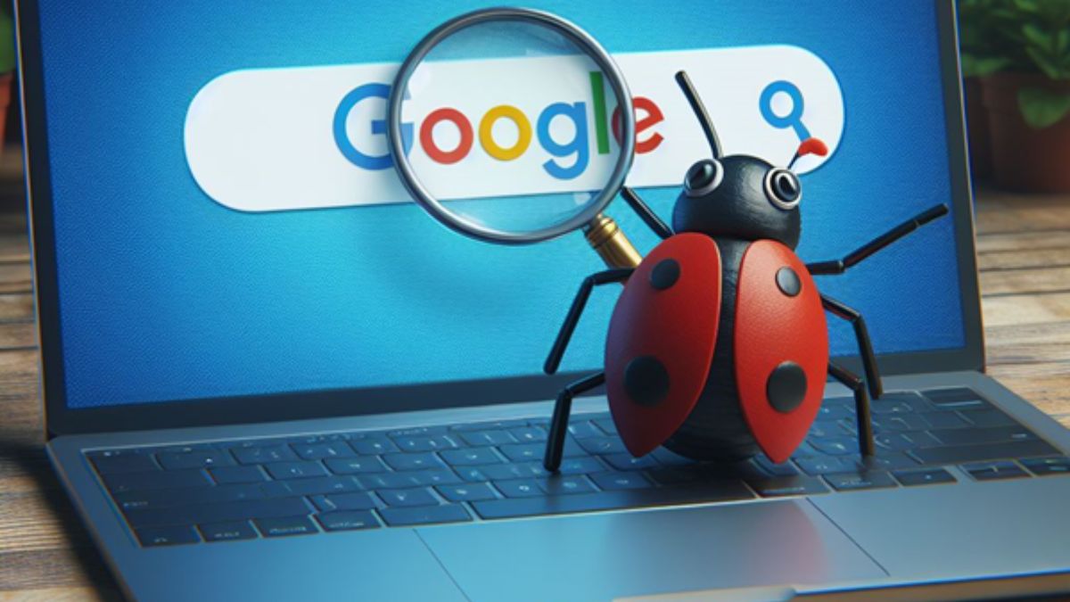 A Ladybug on A Computer With A Magnifying Glass