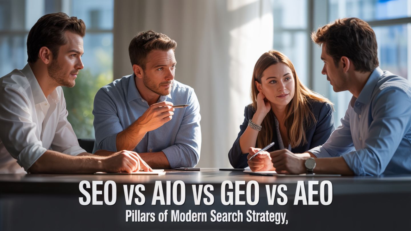 SEO vs AIO vs GEO vs AEO: Pillars of Modern Search Strategy
